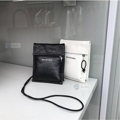 正品（98新） Balenciaga 巴黎世家 532298 黑色與白色 小羊皮材質 小斜背包 GD包 手機包