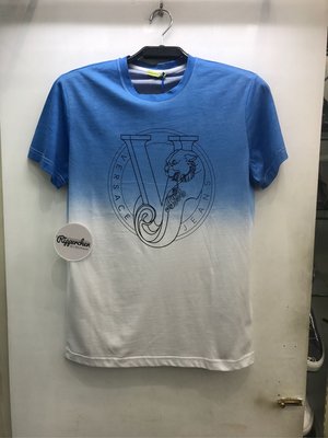 Versace jeans 水藍色 漸層 Logo 圖案 圓領T恤 全新正品 男裝 歐洲精品
