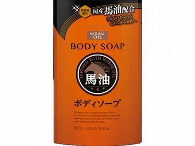 日本熊野油脂 馬油保濕沐浴乳 補充包400ML 保濕日本馬油沐浴乳