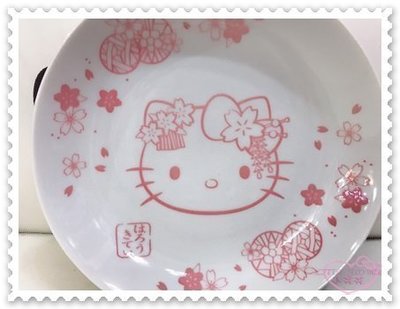 ♥小公主日本精品♥ Hello Kitty 盤子 陶瓷盤 食物盤 零食盤 大臉造型 櫻花 日本限定 11162001
