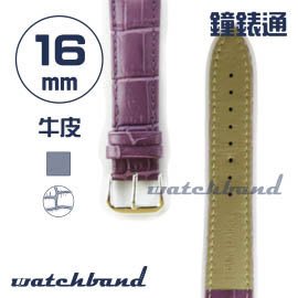 【鐘錶通】C1.70AA《霧面系列》鱷魚格紋-16mm 霧面紫┝手錶錶帶/皮帶/牛皮錶帶┥