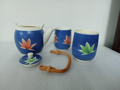 (日式茶具)有田燒藍地楓葉紋茶具組( A1048)