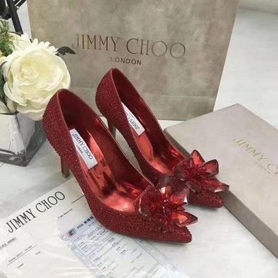JIMMY CHOO水晶鞋女高跟2021新款平底婚鞋新娘鞋灰姑娘公主水鉆高跟鞋細-水水精品衣櫥