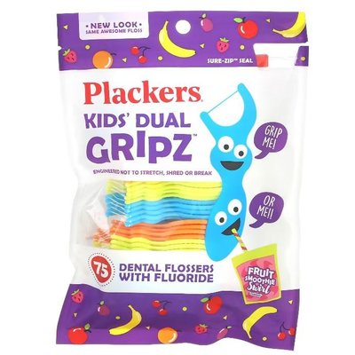 【蘇菲的美國小舖】美國Plackers 兒童塗氟牙線棒 牙線 水果口味 75入