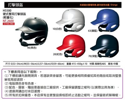 【SSK 打擊護具系列-日本進口SSK】H5500雙耳打擊頭盔(每頂) #5500 2100元