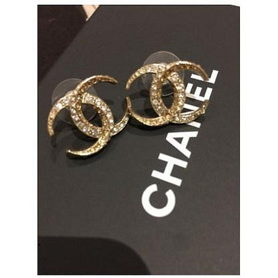 二手 Chanel 杜拜款 大款 金cc超閃亮 鑽 耳環