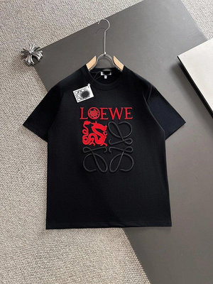 【King女王代購】LOEWE男女情侶款短袖T恤2024早春新款定織定染高