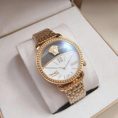 Versace手錶 女士石英錶 時尚精品真三眼皮帶腕錶 范思哲手錶 送女朋友生日禮物