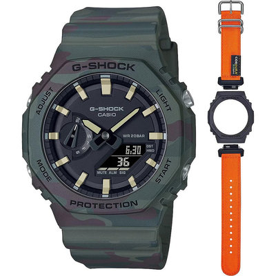 CASIO 卡西歐 G-SHOCK 八角農家橡樹雙顯手錶 替換式組合(GAE-2100WE-3A)