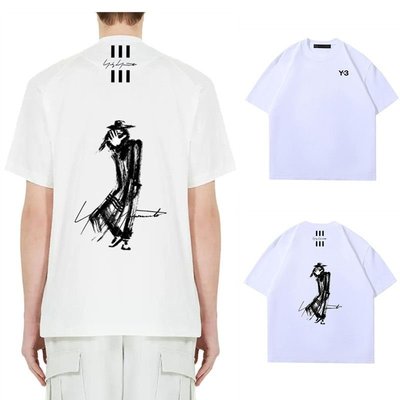 Y-3 素描抽象印花短袖 Y3 炫酷街頭男女圓領搖滾T恤  滿599免運