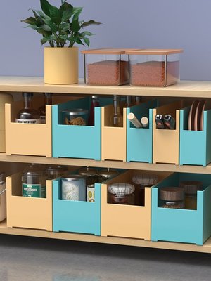 櫥柜收納盒窄長型廚房日式抽屜式桌面儲物盒整理盒柜子直角收納筐