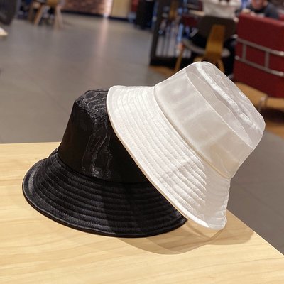漁夫帽 盆帽-網紗帽頂鏤空純色女帽子2色73xu35[獨家進口][米蘭精品]