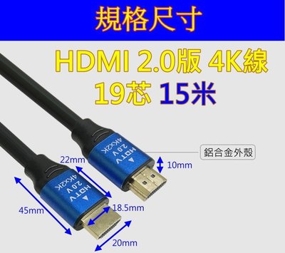 最高品質 HDMI 2.0版 (19+1) 15米 滿芯線 2K4K 保證上 2160P  1.5米、3米、5米、10米