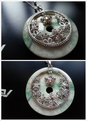 【山玉軒】韓國珠寶設計~A貨白底青緬甸玉~【【珠寶設計玉釦】】下標即售