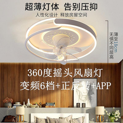 台灣110V風扇燈360度搖頭變頻吸頂吊扇燈手機APP遙控電扇燈