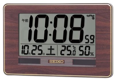16815c 日本進口 大款 限量品 真品 SEIKO 精工 可壁掛鬧鐘 木頭感 溫度濕度計時鐘LED電波時鐘送禮