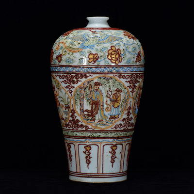 中國古瓷 0RT瀝粉描金人物紋梅瓶40*22m18000RT-3610