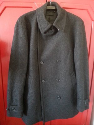 【UNIQLO】黑色雙排扣羊毛大衣外套 XL