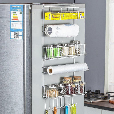 【現貨】冰箱側面收納架置物架冰箱側壁掛架創意家用廚房用品保鮮膜架