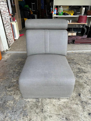 香榭二手家具*灰色亞麻皮革2尺 一人座沙發-中椅-沙發椅-單人沙發-皮沙發-邊椅-會客沙發-等候椅-中古沙發-房間椅