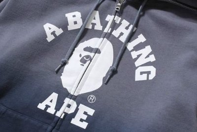 全新正品2014 日本限定B APE 漸層藍灰色帽T 拉鍊外套 夾克 超好看