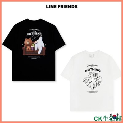 CK生活館[LINE FRIENDS] Mr.Donothing White & Black short sleeve sh