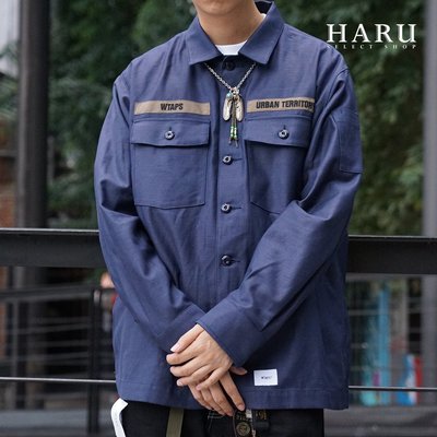 現貨☆HAru☆ WTAPS 20FW BUDS LS COTTON SATIN 深藍兩袋工裝工作襯衫