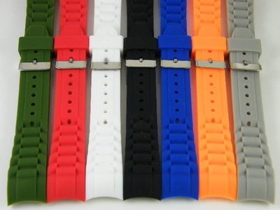 20mm 22mm 七色彎頭矽膠錶帶 可代替ROLEX ICE Watch SEIKO OMEGA ORIS 現貨兩件免運