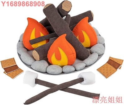 兒童禮物 玩具公仔跨境Kids Pretend Plush Campfire and S'Mores Toy篝火毛絨玩具