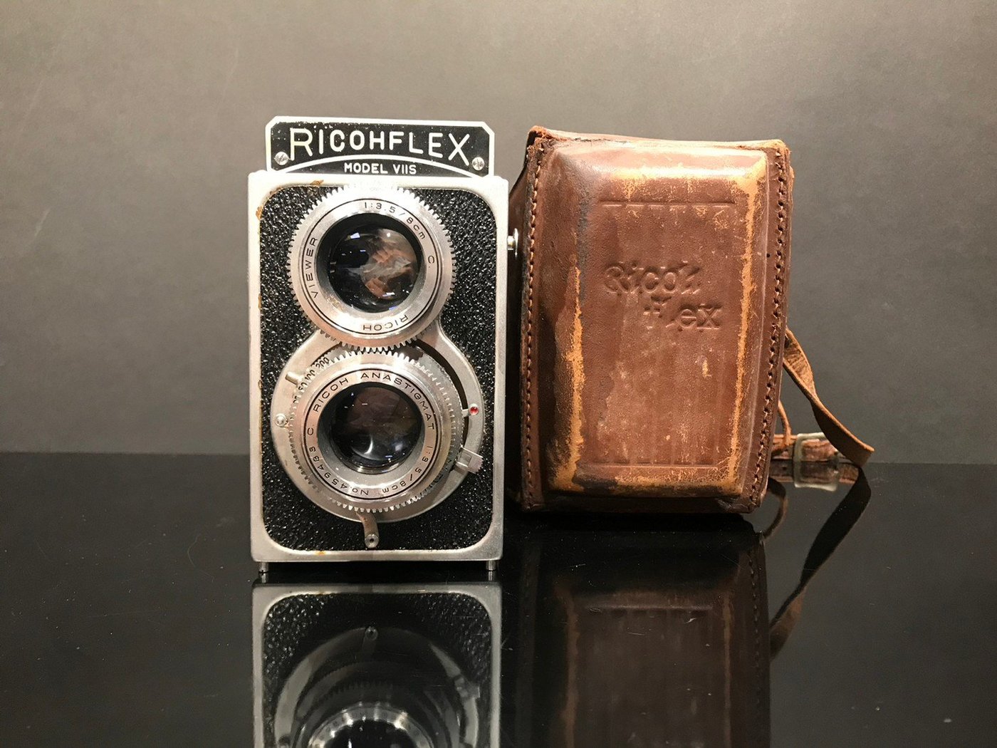 10/11結標【1955年】Ricohflex Model VIIS雙眼底片相機原廠皮套Q100013攝影 雙反 收藏