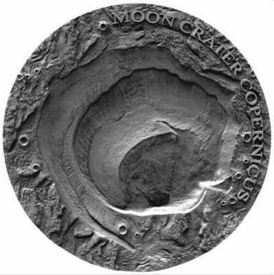 【海寧潮現貨】紐埃2019年宇宙星坑1哥白尼環形山鑲月球隕石銀幣