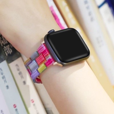 iWatch6/5代錶帶 清涼一夏  44mm蘋果手錶錶帶樹脂錶帶Apple Watch 4/3/2/1代時尚創意錶帶