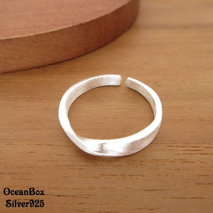 §海洋盒子§銀色拉絲莫比烏斯環開口式925純銀戒指 OB7663-2(H)