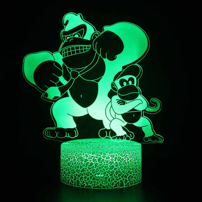 [現貨]超級瑪利歐3D視覺立體燈Super Mario大金剛 猩猩Donkey 七彩漸變錯覺夜燈交換生日禮物