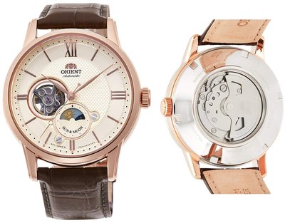 日本正版 Orient 東方 SUN&amp;MOON RN-AS0002S 機械錶 男錶 手錶 皮革錶帶 日本代購