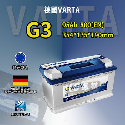 CS車材-VARTA 華達電池 G3 BLUE DYNAMIC 非韓製 代客安裝 汽車電池
