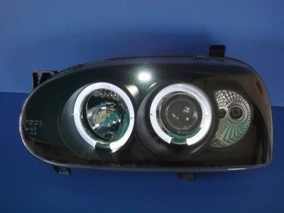 小亞車燈╠ 全新外銷GOLF 3代 GOLF 93-97年 雙光圈魚眼黑框大燈特價一組