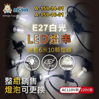 阿囉哈LED總匯_A-159-14,16-01_10顆S14燈泡-1W-白光-總長600cm／組賣-AC110/220V