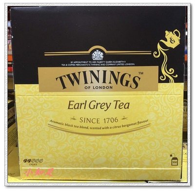 Φ小知足ΦCOSTCO代購 TWININGS EARL GREY TEA 英國唐寧皇家伯爵茶 100入茶包/盒