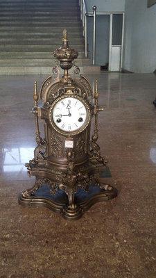 【二手】純銅機械壁爐座鐘，375*210*590mm    ,整點半16596【木清院】銅器 佛像 擺件
