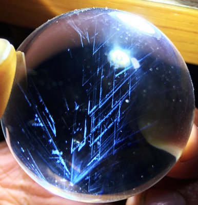 藍針水晶球 全美 5A全淨體 3.8公分 通透 特殊水晶 白水晶球 喉輪 海底輪 編號H128