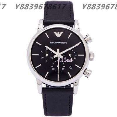 美國代購EMPORIO ARMANI 亞曼尼手錶 AR1733 小牛皮真皮錶帶 三眼計時腕錶 手錶