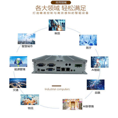 工控機嵌入式無風扇工控機低功耗J1900四核雙網4串口24V寬壓工業計算機