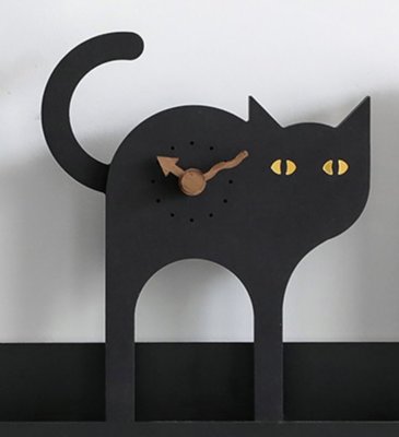 歐式 可愛黑貓造型時鐘桌鐘 超萌黑貓貓咪造型鐘創意居家家飾小貓座鐘牆鐘 時鐘靜音鐘裝飾鐘