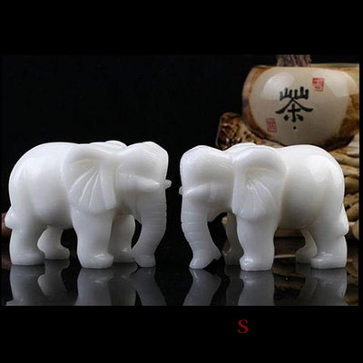 三友社 阿富汗白玉象一對吸水大象白象擺件漢白玉對象擺件yh
