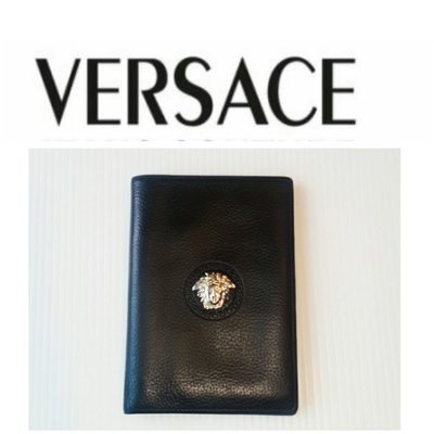 凡賽斯 Gianni Versace經典鐵鑄女王頭 荔枝紋 皮夾 中夾 長夾 羅馬 黑色牛皮 梅杜莎MEDUSA㊣近新