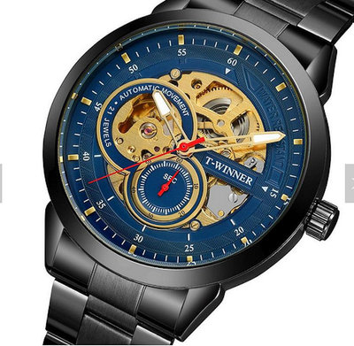 現貨男士手錶腕錶2020新款t winner 休閑鋼帶男士手錶機械錶 自動機械錶