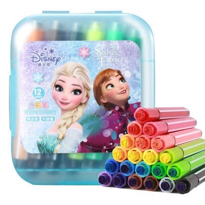【現貨】 冰雪奇緣 12色彩色筆組 Disney Frozen  艾莎 雪寶 國小文具 安娜 畫冊 獎勵 獎品