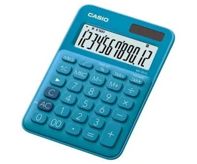 【威哥本舖】Casio台灣原廠公司貨 MS-20UC-BU 迷你桌上型12位元計算機 商用計算機 稅金計算 時間計算