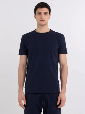 全新 義大利 Replay 彈性布料短袖 圓領 素面 T恤 T卹 深藍色